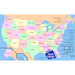 Wall Map of USA with state names and territories