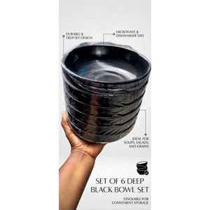 BLACK CEREAL BOWL/ SOUP BOWL 6PCS