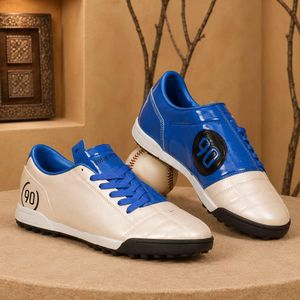 Men's Turf Ground Artificial Grass Football Boots - Royal Blue & Off-White Soccer Shoes