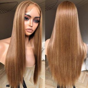 Long Silk Straight Brown Wig Chocolate Bown Lace Front Wigs