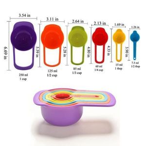 12PCS Colorful Measuring Cup And Spoon Set Stackable Measuring Cup Nested  Plastic Measuring Cup, Kitchen Measuring Cup Set for Baking And Cooking Up  to 30% off 