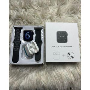 T55 SMART WATCH 2026 Popular T55 Pro Max 2 In 1 Smart Watch With Earphone