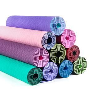 Rolled-up yoga mats.