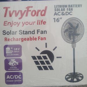 Twyford 16" Inches Rechargeable Ac/DC  Solar Fan with Solar panel