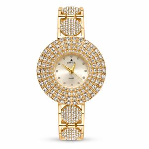 Luxury Ladies Iced Gold watch 