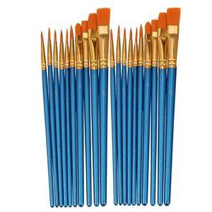 Toddler Paint Brushes 24 Pack, Hog Bristle Round And Flat