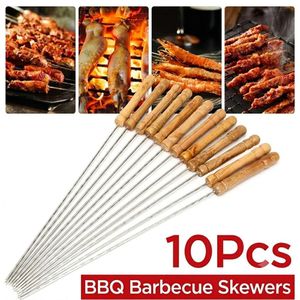 Stainless steel Barbecue Skewers with wooden handles(10pcs)