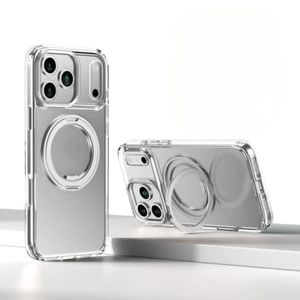 Magnetic iPhone 17 promax Transparent Magsafe Protective Case With Kickstand