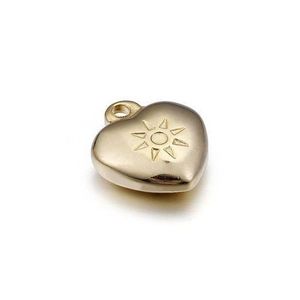 ONIBENZ 316L Stainless Steel Heart Charm Pendant - Sunburst Design, Gold