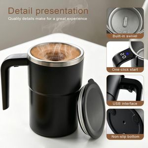 Smart Automatic Magnetic Stirring Mug, 306 Stainless Steel Self‑Stir Coffee Cup with Temperature Display Rechargeable Electric Mixing Tumbler