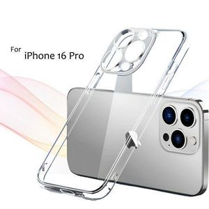 Genetic iPhone 16 pro Case Clear Anti-Yellow TPU Soft Phone Case Transparent Shockproof Protective Cover Raised Camera Frame Anti-Scratch Slim Fit Case