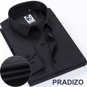 Pradizo Men's Corporate Quality Formal Office Plain Black Long Sleeve Shirt