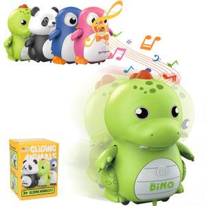 WABOOC Green Dinosaur Auto-Walk Musical Toy - Swinging Arm Magnetic Slider for Baby Movement Stimulation - Early Learning Toy Ages 3+