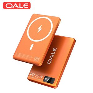 Oale  iMagsafe Slim Magnetic Wireless Power Bank, 5000mAh 20W PD Fast Charging for iPhone Android-Orange