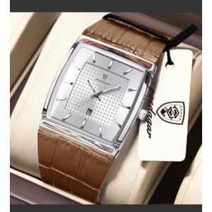 POEDAGAR Men Leather Strap Wristwatch