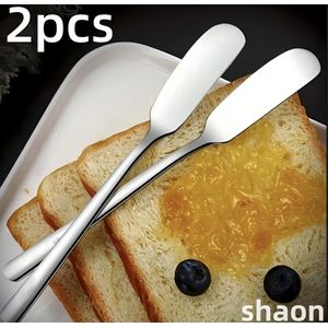 2-Pack Stainless Steel Butter Spreader Knives - Multi-Purpose Kitchen Utensils for Spreading Butter, Jam, Cheese & Peanut Butter