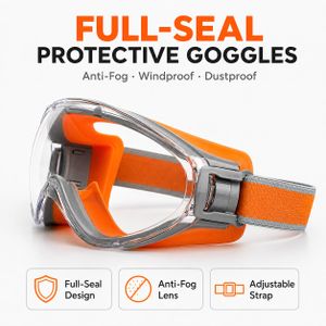 Anti-Fog Motorcycle Riding Goggles with Clear Lens, Soft Seal and Adjustable Strap