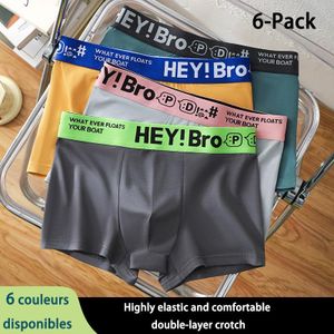 6-Pack Men's Boxer Briefs Set – Soft Solid-Color Underwear with Stylish "HEY! Bro" Waistband