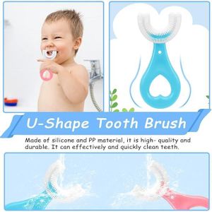 Kids U Shaped Toothbrush, Manual Training Tooth Brush, Soft Silicone Brush Head, Oral Teeth Cleaning Brush, Toddler Toothbrush, Children Toothbrush, Whole Mouth Toothbrush for Kids, Brush Head With Handle Baby Milk Teeth Toothbrush For Kids