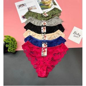 Exquisite colorful lace panties for ladies blue pink white black 6 pieces 