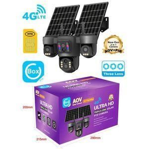 4G LTE Ultra HD Triple Lens Solar PTZ CCTV Camera with SIM Card Support & Two-Way Audio