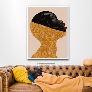 Abstract Portrait line wall art framed canvas