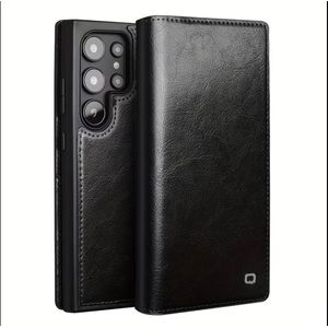 Samsung S25 Ultra Open & Close  Phone Case & Pouch RICH BOSS - High-Quality Artificial Leather Case Designed, Featuring RFID Blocking, a Card Slot, a Kickstand, And Strong Magnetic Closure, Providing Shockproof & Camera Protection ( BLACK )