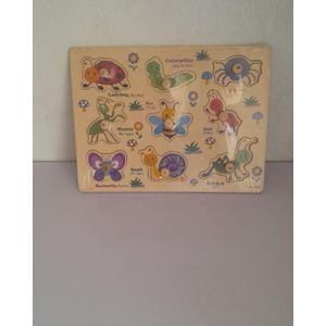 Wooden Insects Knob Puzzle Board – Montessori Educational Toy for Kids