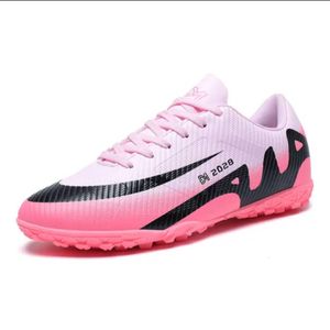 Men's Turf Ground Artificial Grass Football Boots - Light Pink & Black Soccer Shoes