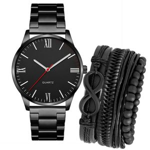 Stainless Men's Wrist Watch + Bracelet Set