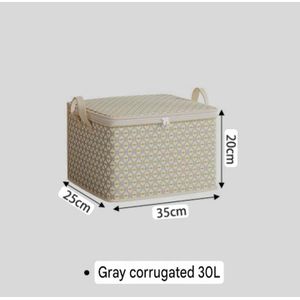 30L Foldable Storage Box Organizer with Zipper & Handles - Gray Corrugated Pattern