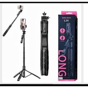 L16 LONG Wireless Selfie Stick Tripod Stand 2-in-1 Design 5FT Extendable Bluetooth Remote 360° Rotation and Mini LED Mobile Phone Influncer Light With Clip