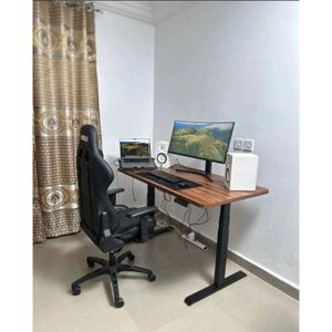 Adjustable Computer Desk(1.2Mtr)- Brown top & Executive Gaming Chair