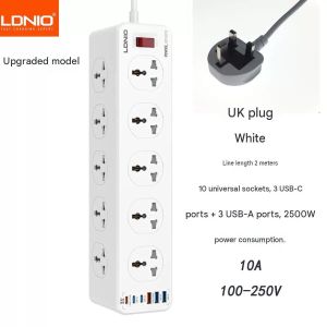 2500W Heavy Duty Power Strip Extension Board – 10 Universal Sockets, 6 Fast Charging USB Ports (3 Type-C, 3 USB-A). 2M Cord, Plug Surge Protector for Home, Office & Students. Multi-Plug Adapter for Phones, Laptops & Gadgets 