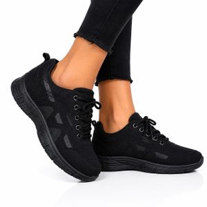 New Trendy Lace up Sport Sneakers - Black 