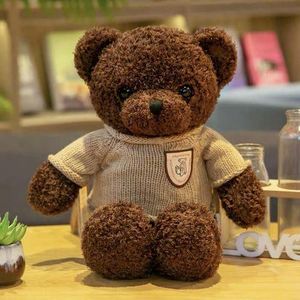 ONIBENZ DRESS UP TEDDY BEAR PLUSH TOY - 30CM Soft Stuffed Dark Brown Bear with Grey Sweater