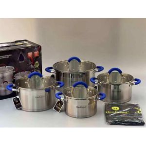Haus Roland 8PCS Stainless Steel Cookware Set With Glass Lids Non-Stick Cooking Pots Kitchen Pot Set