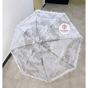 Elegant Bridal Lace Umbrella (White Floral Design)