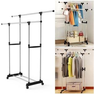 Adjustable Double-Tier Clothes Drying Rack – Portable Heavy-Duty Garment & Laundry Stand