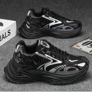 Men’s Chunky Sneakers - Black/Silver - Casual Sports Running Shoes