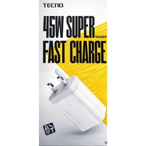 Tecno 45w Super Fast Adapter Charger - WHITE