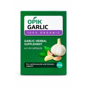 OPIK Garlic 100% Organic Garlic Herbal Supplement – Cardiovascular & Immune Support – 60 Capsules