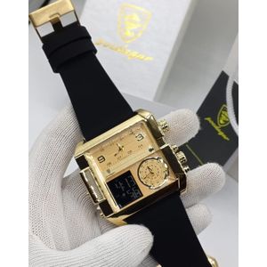 POEDAGAR Original Quality & Sophisticated Animal Skin Digital/Analog Black Leather Wristwatch For Money Men 