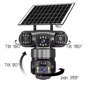 V380 Pro Solar Powered 4G WiFi Three Lens High Voltage Security CCTV Camera