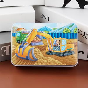 60Pcs Wooden Jigsaw Puzzles In Metal Box - Tractor