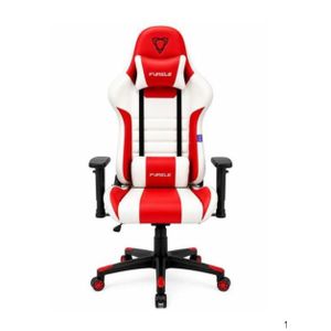 FURGLE Gaming Chair-Ergonomic High-Back With Adjustable Armrests (Red & White 