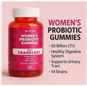 RESTORE Women’s Probiotic Gummies – Vaginal Health, Urinary Support & Gut Balance Cranberry + Prebiotic Formula