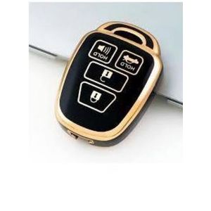 4 buttons black & gold edge TPU car key shell fob cover for Toyota Corolla Camry prado Highlander 