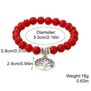 Lucky Bracelet Red Agate Tree of Life Beaded Bracelet 8mm - Yoga Reiki Healing Bracelet beastone for Women 19CM