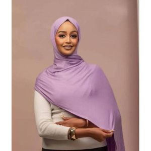 Breathable Plain Jersey Hijab Scarf Purple
